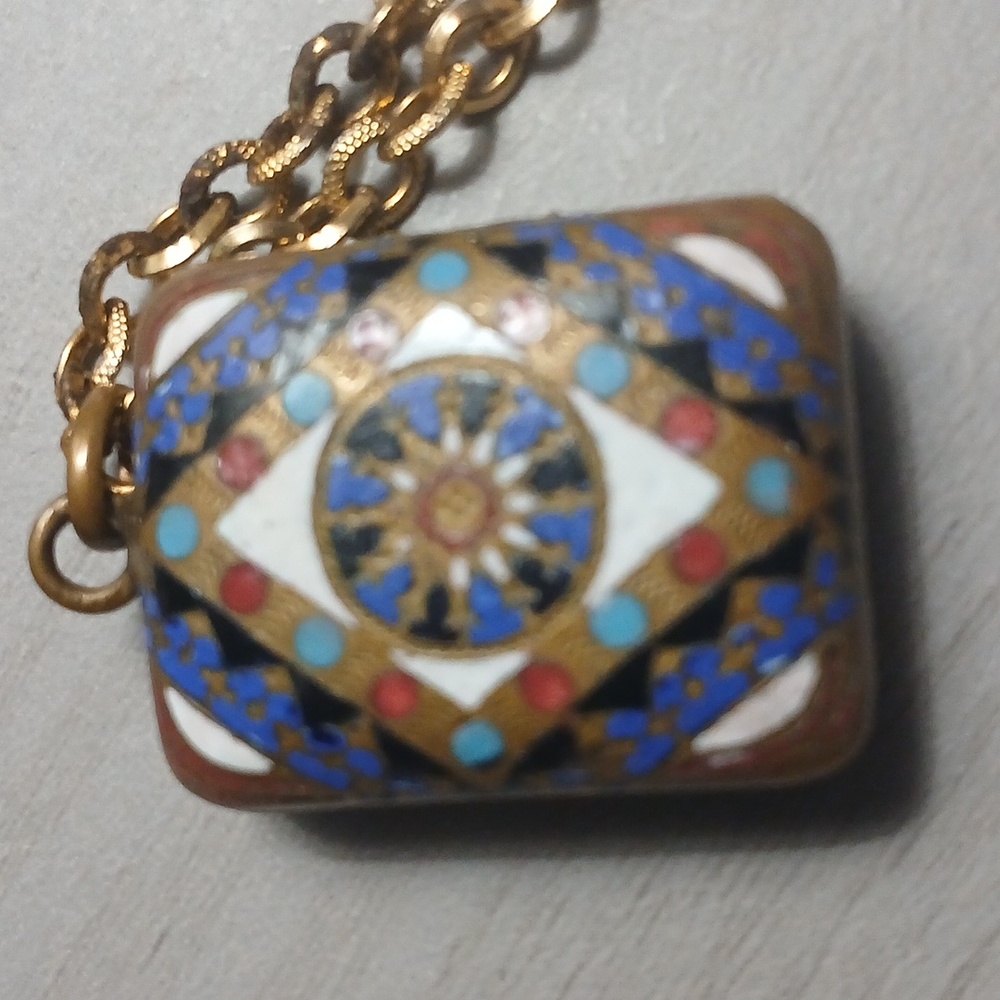 Vintage Gold and Multicolor Pendant Necklace Double Photo.. - Picture 9 of 10